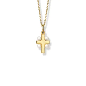 Suffolk Cross Pendant Yellow Gold - Pearl