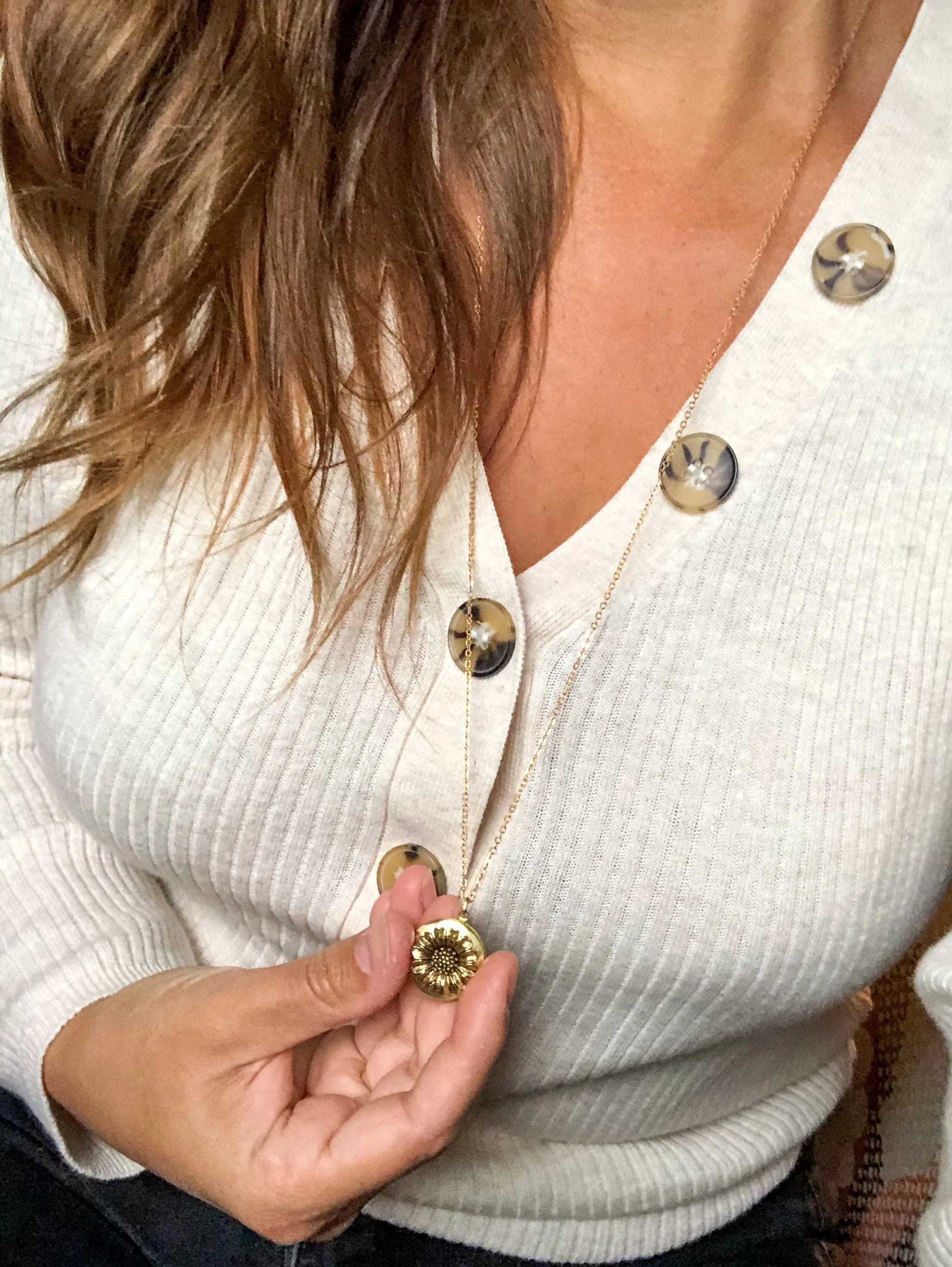 Sunflower Locket Necklace