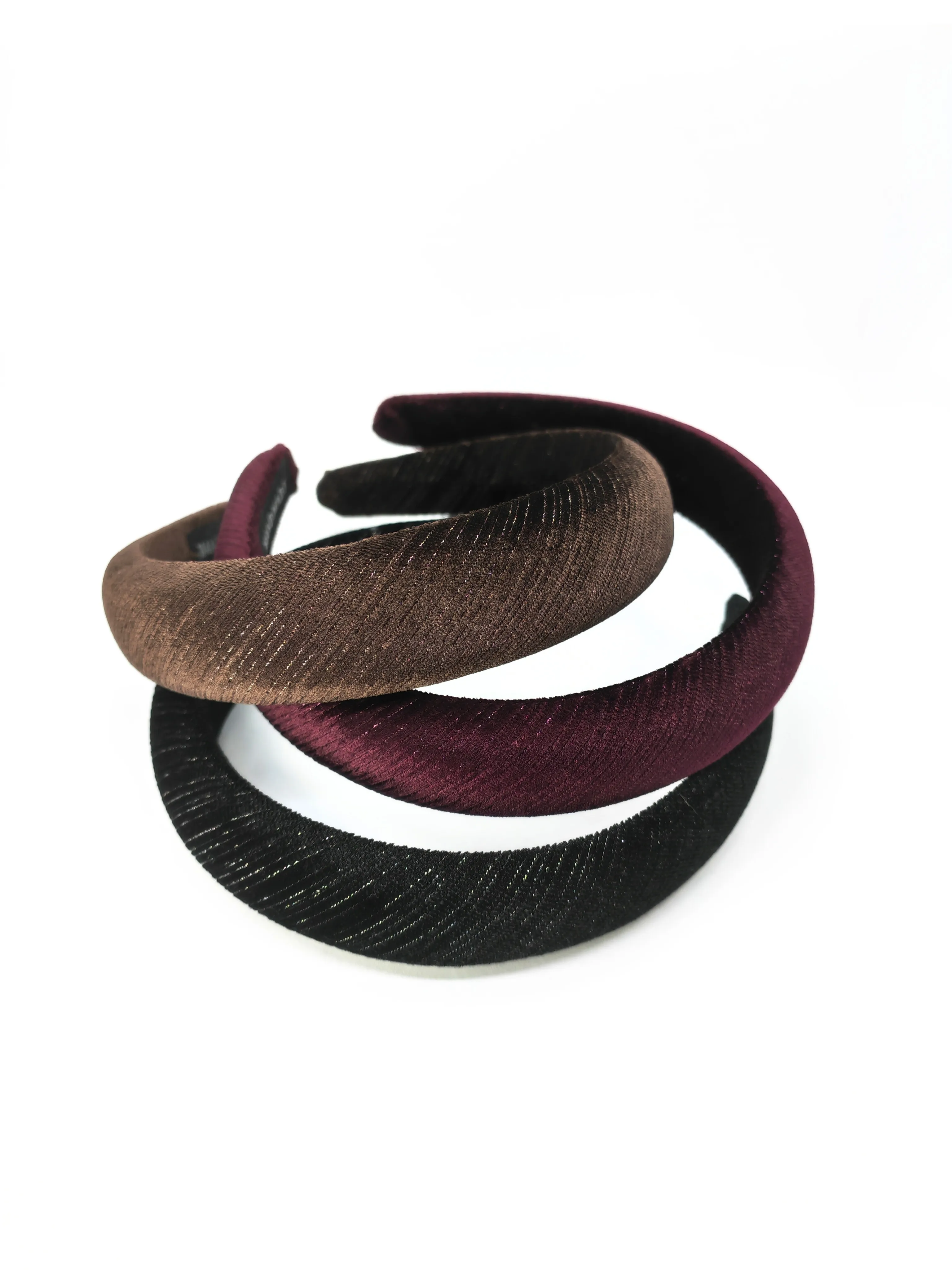 Textured Velvet Headband with Gold Thread Accents