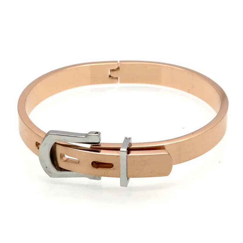 The Luxury Stylish New Fashion Men/Women Stainless Steel Bangles 18K Gold Plated Adjustable Belt Buckle Bracelets & Bangles