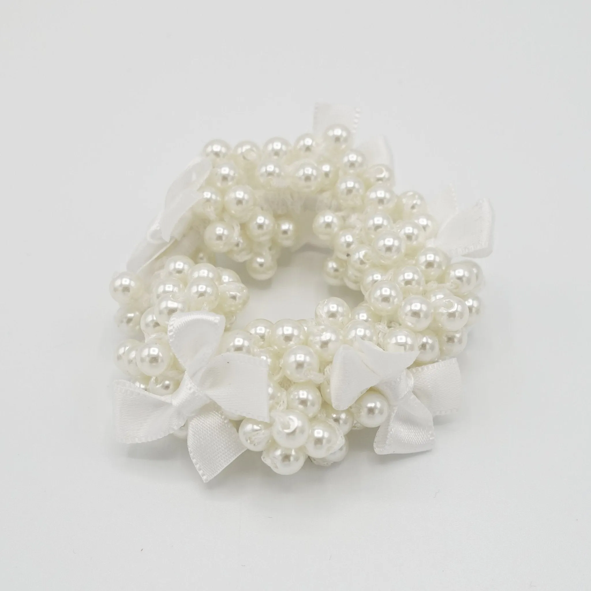 tiny bow knot sleek ball decorated ponytail holder beaded hair tie scrunchies women hair accessories