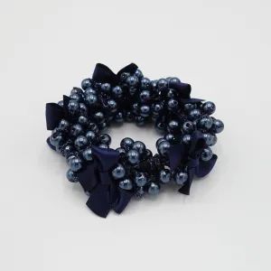 tiny bow knot sleek ball decorated ponytail holder beaded hair tie scrunchies women hair accessories