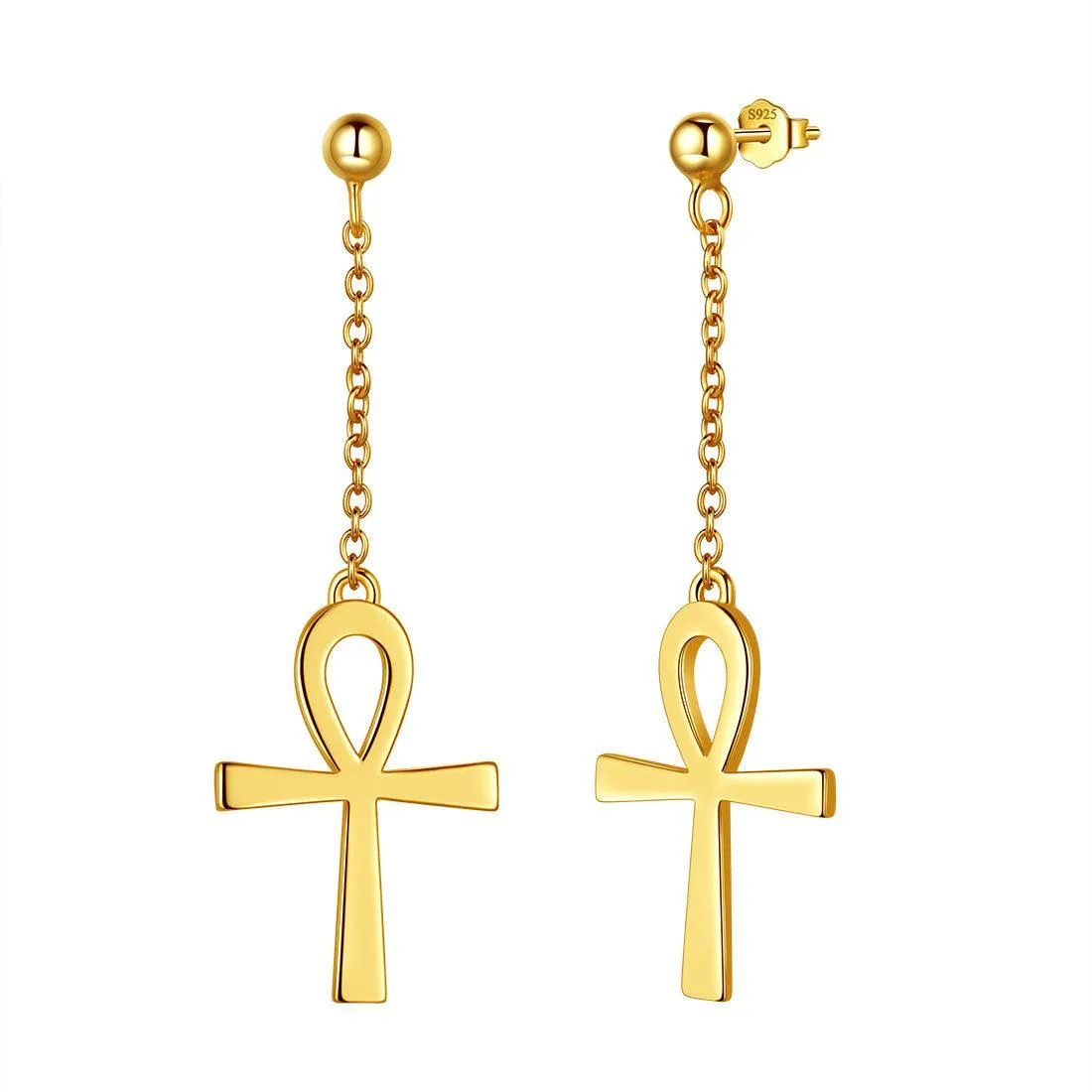 Tokyo Mart Ankh Cross Dangle Earrings Women Mens Jewelry Sterling Silver