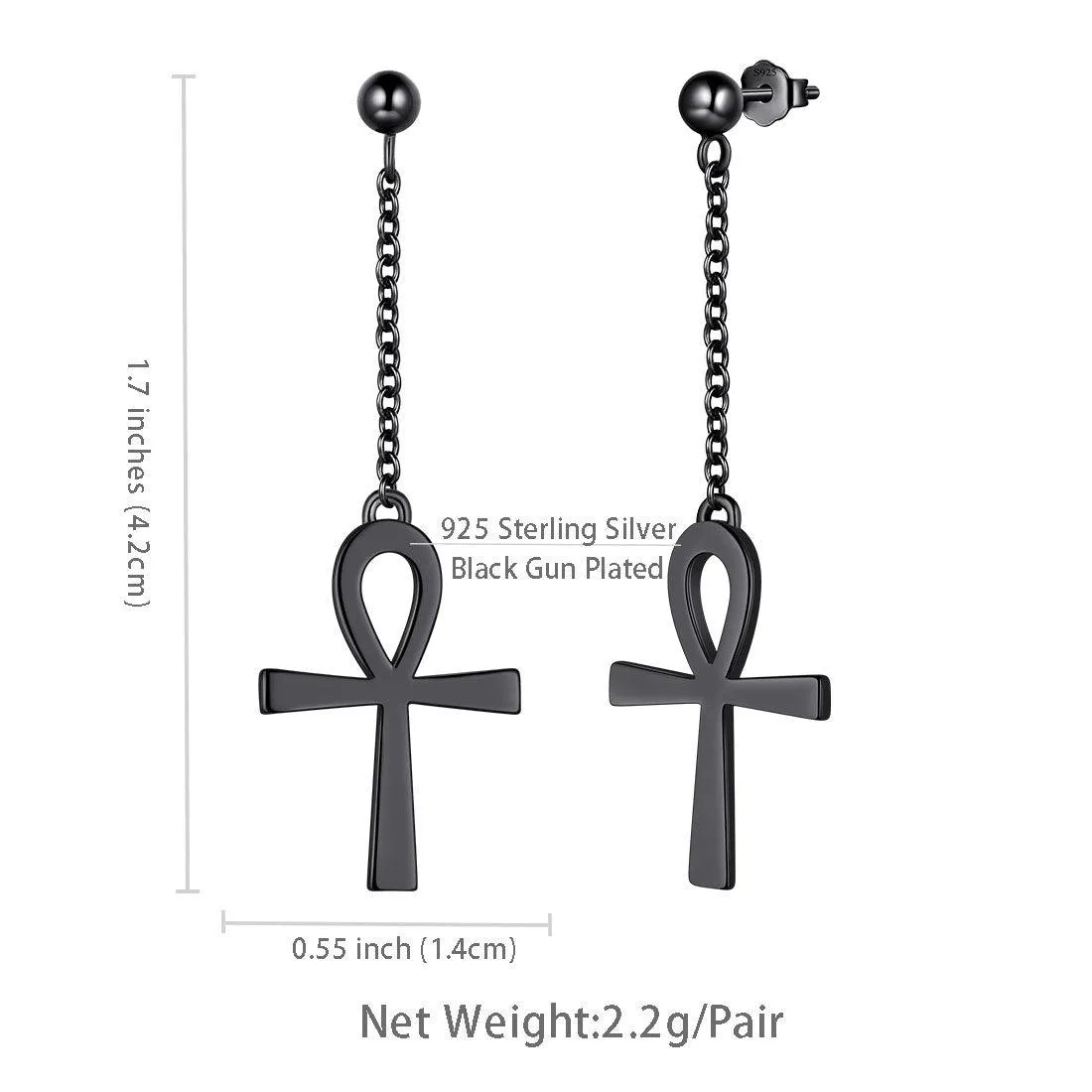 Tokyo Mart Ankh Cross Dangle Earrings Women Mens Jewelry Sterling Silver