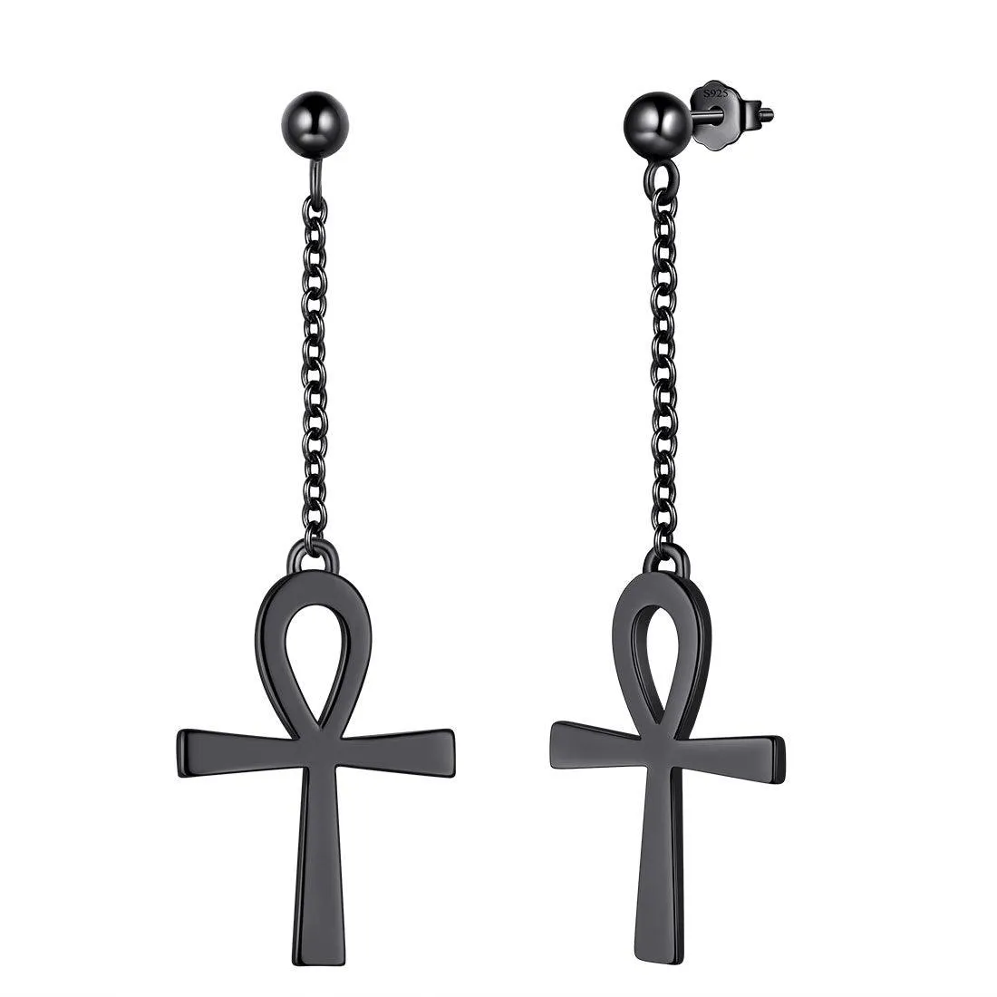 Tokyo Mart Ankh Cross Dangle Earrings Women Mens Jewelry Sterling Silver