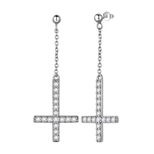 Tokyo Mart Upside Down Cross Dangle Earrings Women Mens Jewelry Sterling Silver