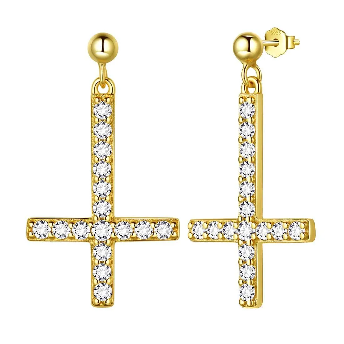 Tokyo Mart Upside Down Cross Earrings Women Mens Jewelry Sterling Silver