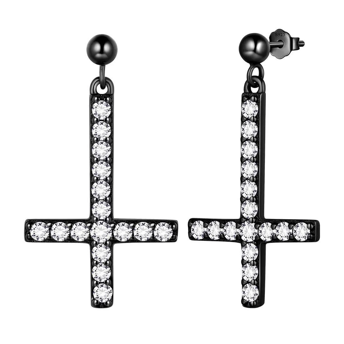 Tokyo Mart Upside Down Cross Earrings Women Mens Jewelry Sterling Silver