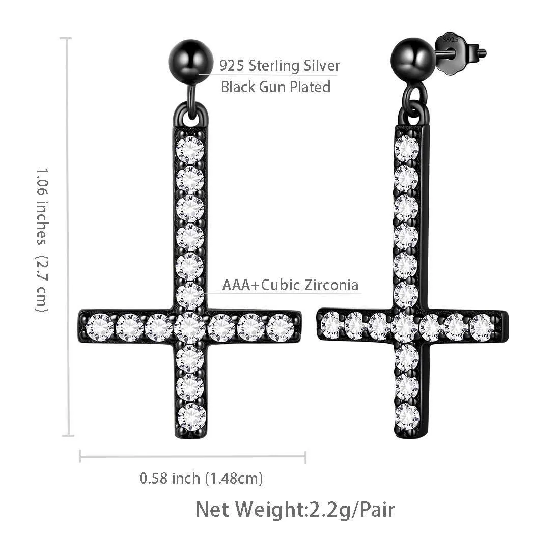 Tokyo Mart Upside Down Cross Earrings Women Mens Jewelry Sterling Silver