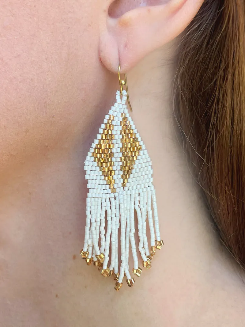 Turk Earrings - White and Gold