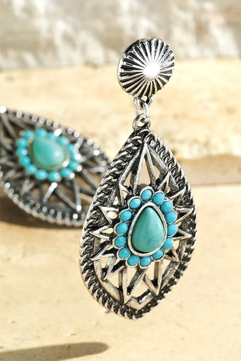 Turquoise Marquise Dangle Drop Earrings