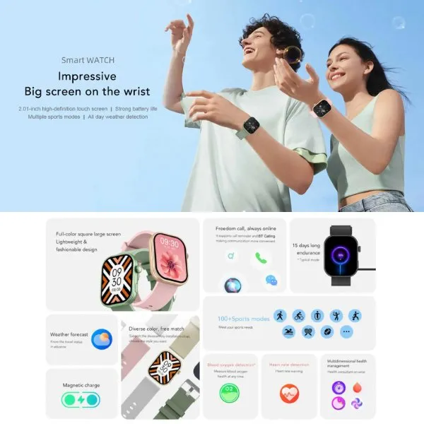 TUTT ZL8 Women Men 1.83" Fashion Smartwatch BT Calling Pedometer IP67 Waterproof Heart Rate Sleep Monitoring Multi Sport Activity Tracking Notification (Rubber & Steel Straps)