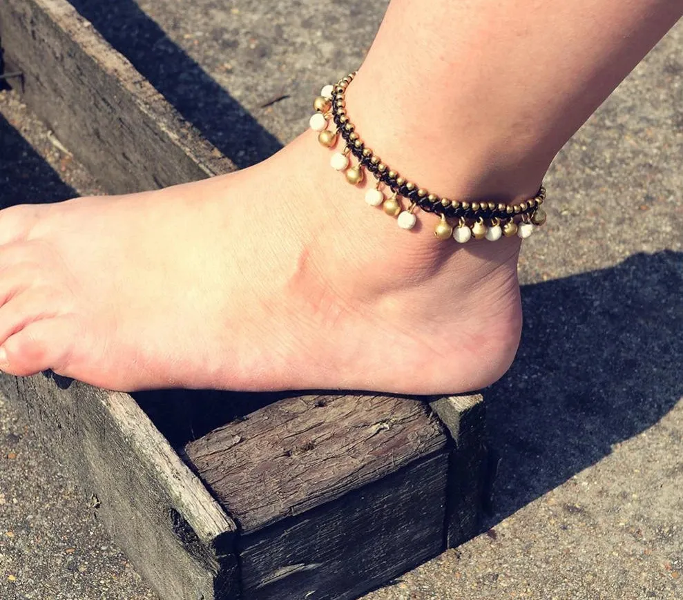 Unique Tribal Stone Anklet. Available in turquoise or howlite.