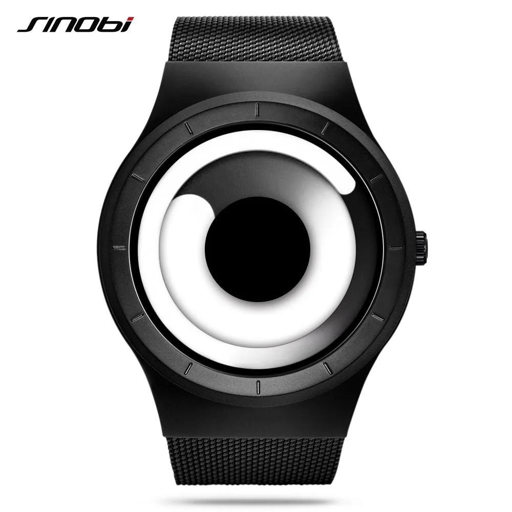 Unique Vortex Concept Watch Men High quality 316L Stainless Steel Milan Band Modern Trend Sport Black Wrist Watches For Male Hot