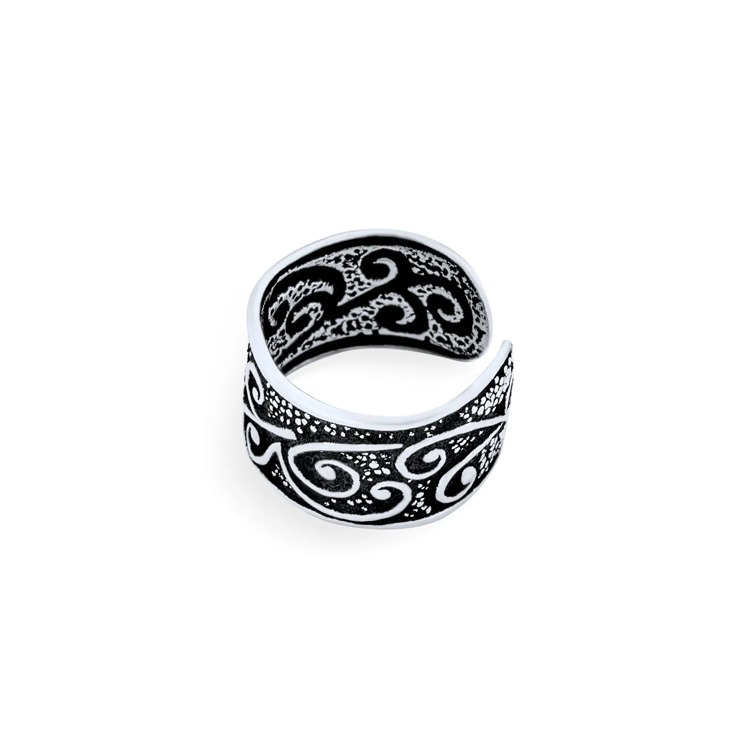 Unisex Boho Celtic Swirl Vine Ear Cuff Cartilage Earring Non-Pierced Silver