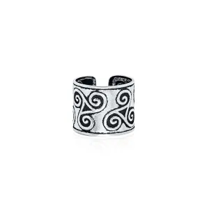 Unisex Boho Celtic Triskele Ear Cuff Cartilage Earring Non-Pierced Sterling Silver