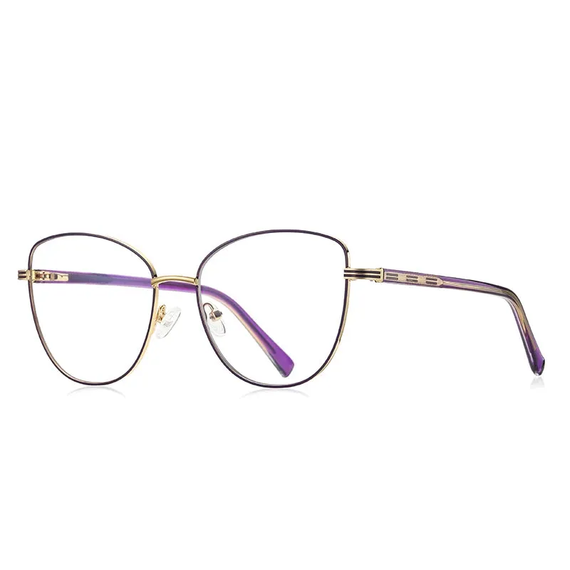 Vicky Women's Full Rim Large Butterfly Alloy Reading Glasses 3072