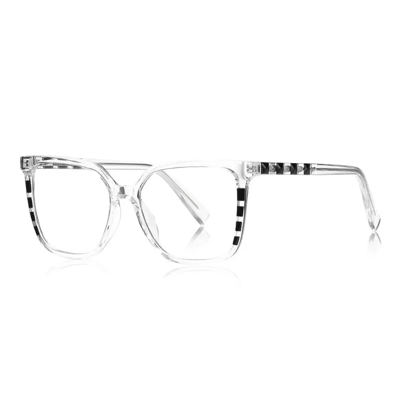 Vicky Women's Full Rim Large Square PC Alloy Reading Glasses 2132