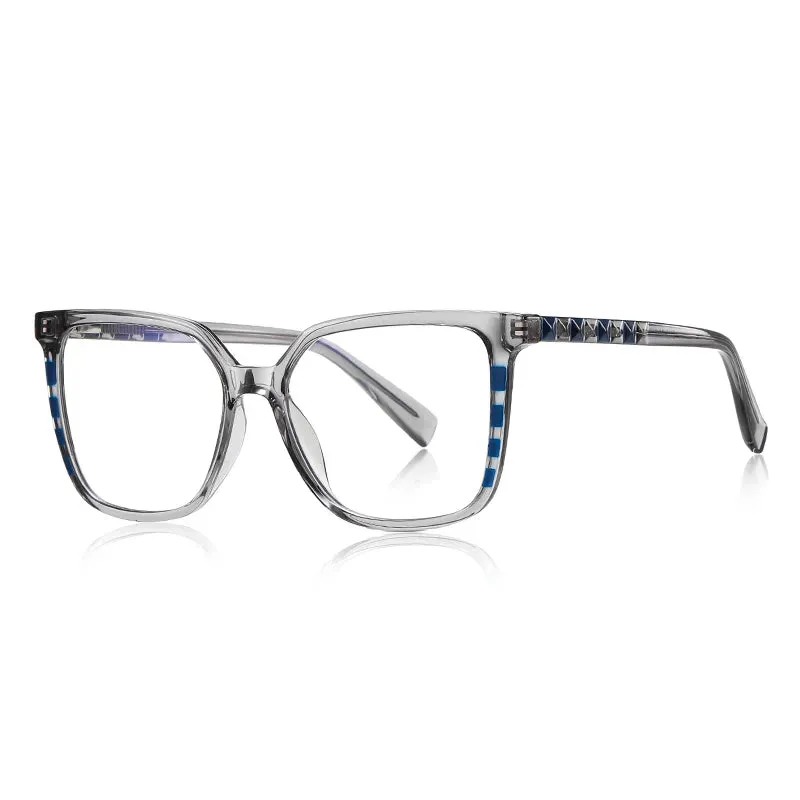 Vicky Women's Full Rim Large Square PC Alloy Reading Glasses 2132