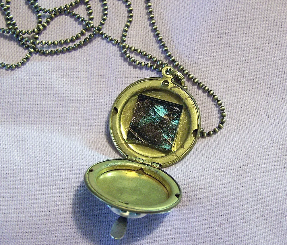 Vintage Brass Propeller Steampunk Locket  Necklace