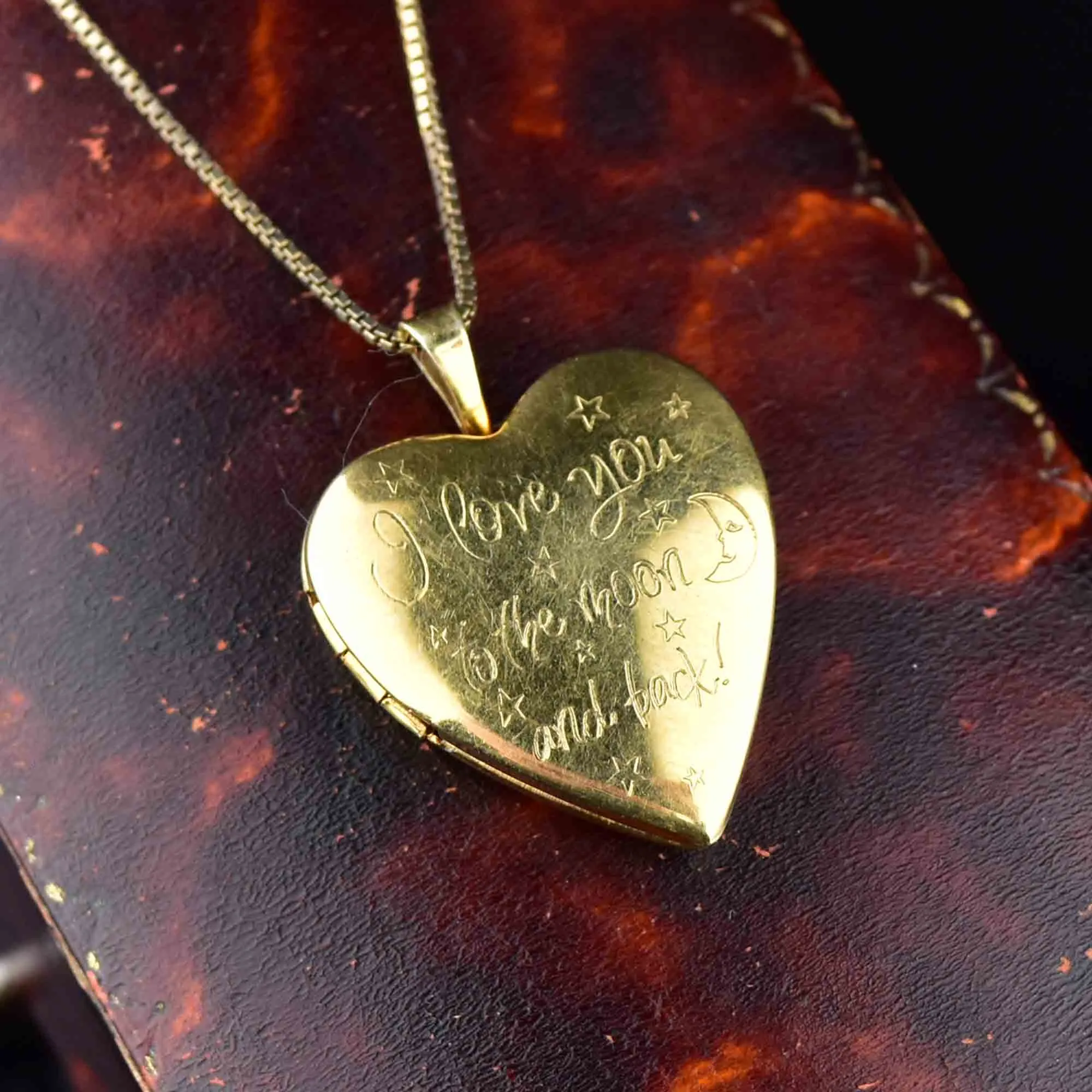 Vintage Engraved Gold Filled Heart Photo Locket