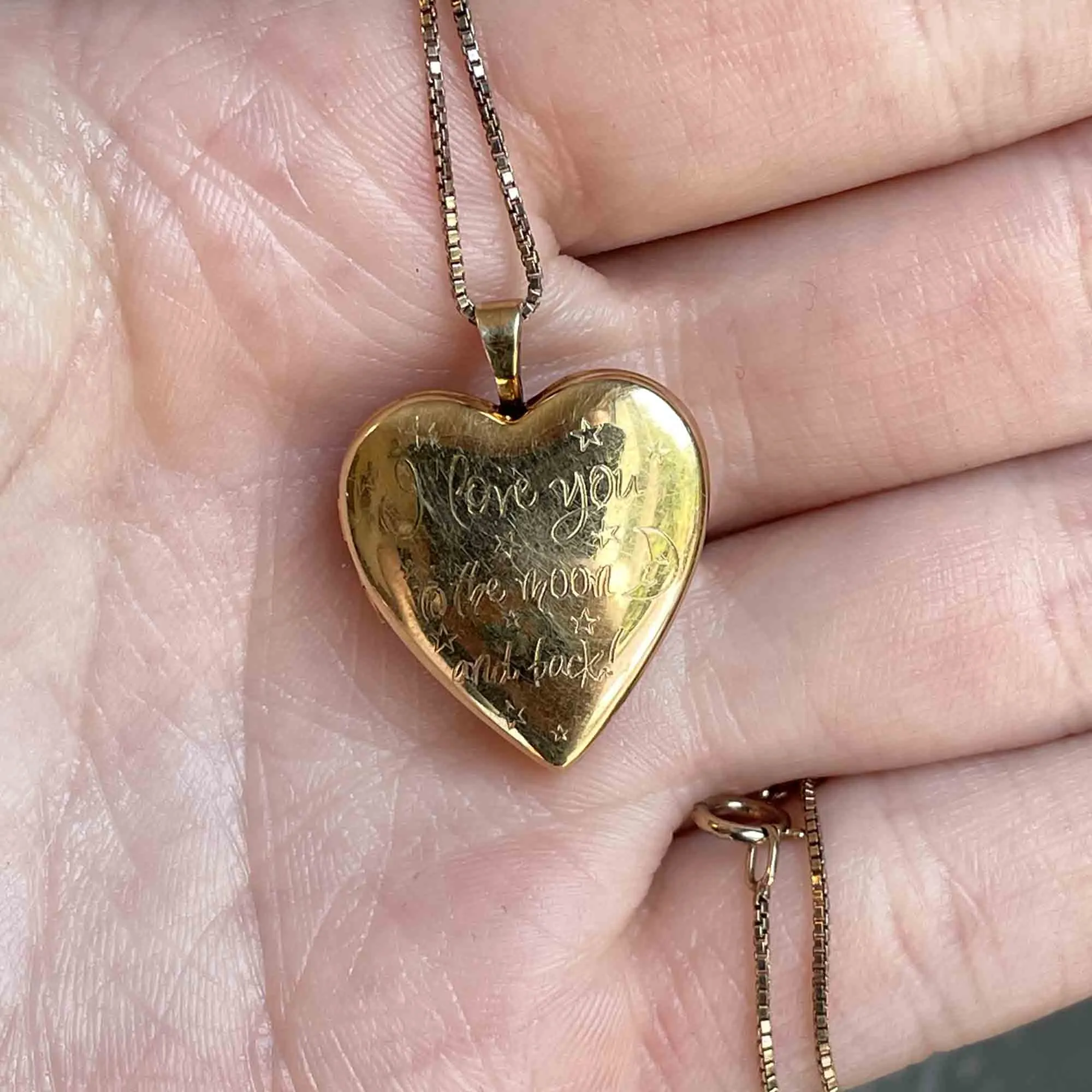 Vintage Engraved Gold Filled Heart Photo Locket