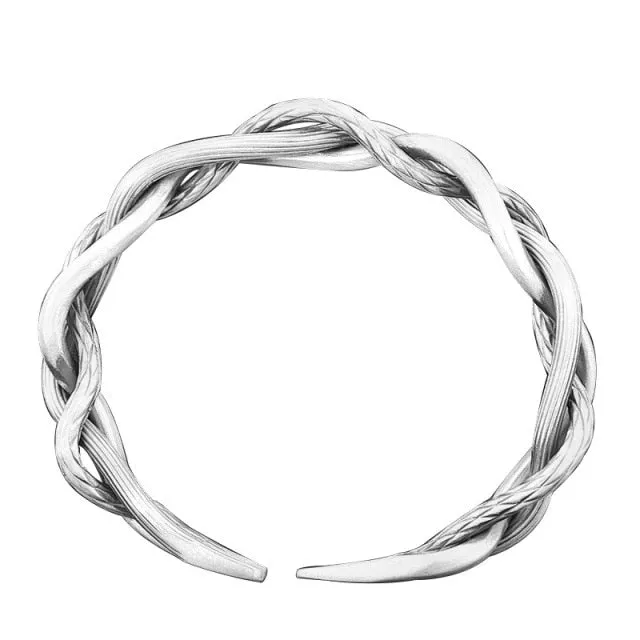 Vintage Jewelry Three-strand Twist Bangle Bracelet for Women in 925 Sterling Silver