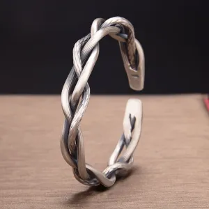 Vintage Jewelry Three-strand Twist Bangle Bracelet for Women in 925 Sterling Silver