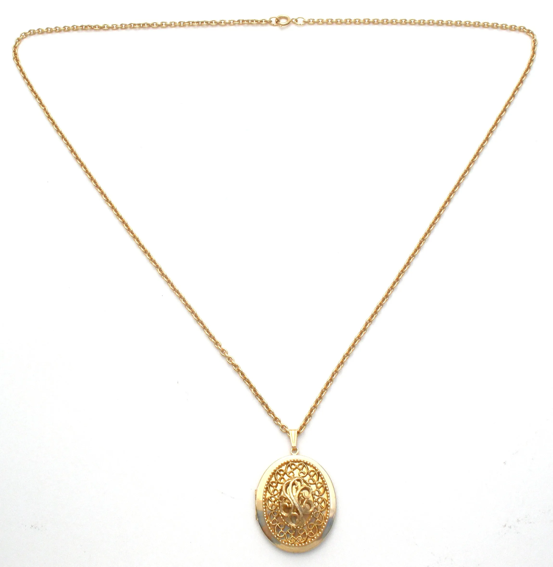 Vintage Locket Pendant Necklace 32"