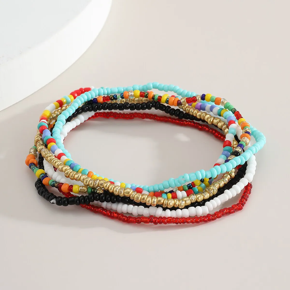 Women colorful beaded anklet bracelet