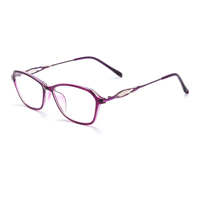 Yimaruili Women's Full Rim Square Tr 90 Alloy Hyperopic HD Reading Glasses 3603lh